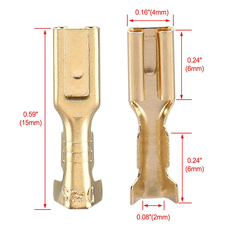 Baomain Female Spade Quick Splice Crimp Terminals 2.8mm Crimp Connector Non Insulated Pack of 100