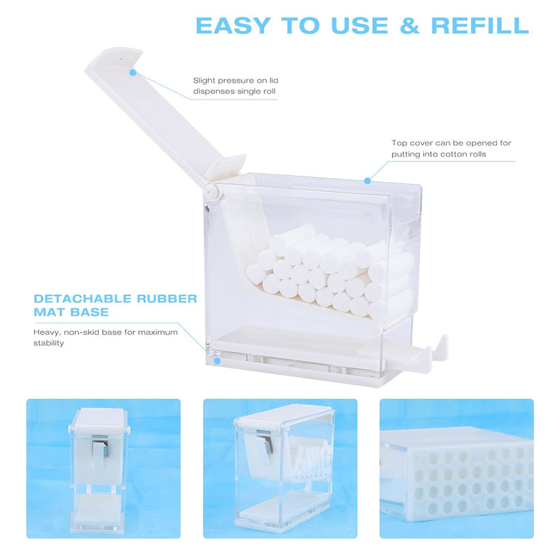 Dental Cotton Roll Dispenser Holder Organizer Hygienic Cotton Roll Divider Professional Clinic Home Use Transparent Press Type White