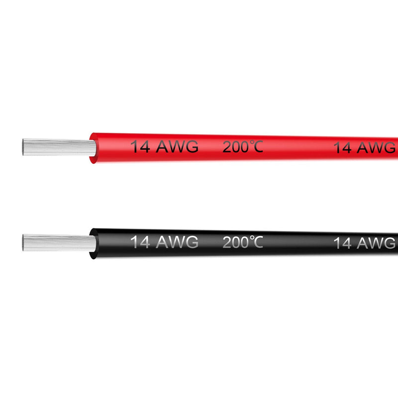 Electrical Wire 14 AWG 14 Gauge Silicone Wire Hook Up Wire Cable 20 Feet [10 ft Black and 10 ft Red] Soft and Flexible 400 Strands 0.08 mm of Tinned Copper Wire High Temperature Resistance (14AWG) 2 Colors each 10FT 14AWG