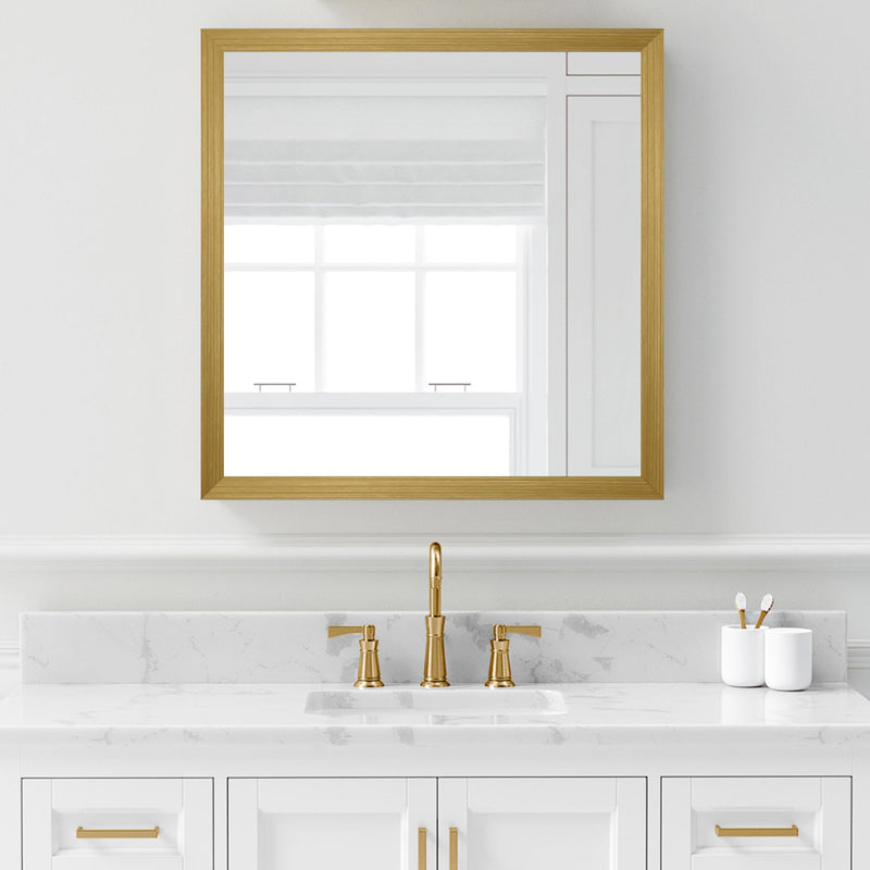 Brushed Gold Peel and Stick Wallpaper Border, PVC Self Adhesive Removable Contact Paper, Waterproof Mirror Frame Sticker for Bathroom, Kitchen and DIY Decor (394''L x 7.88''W) 7.9" x 394" Brushed Gold