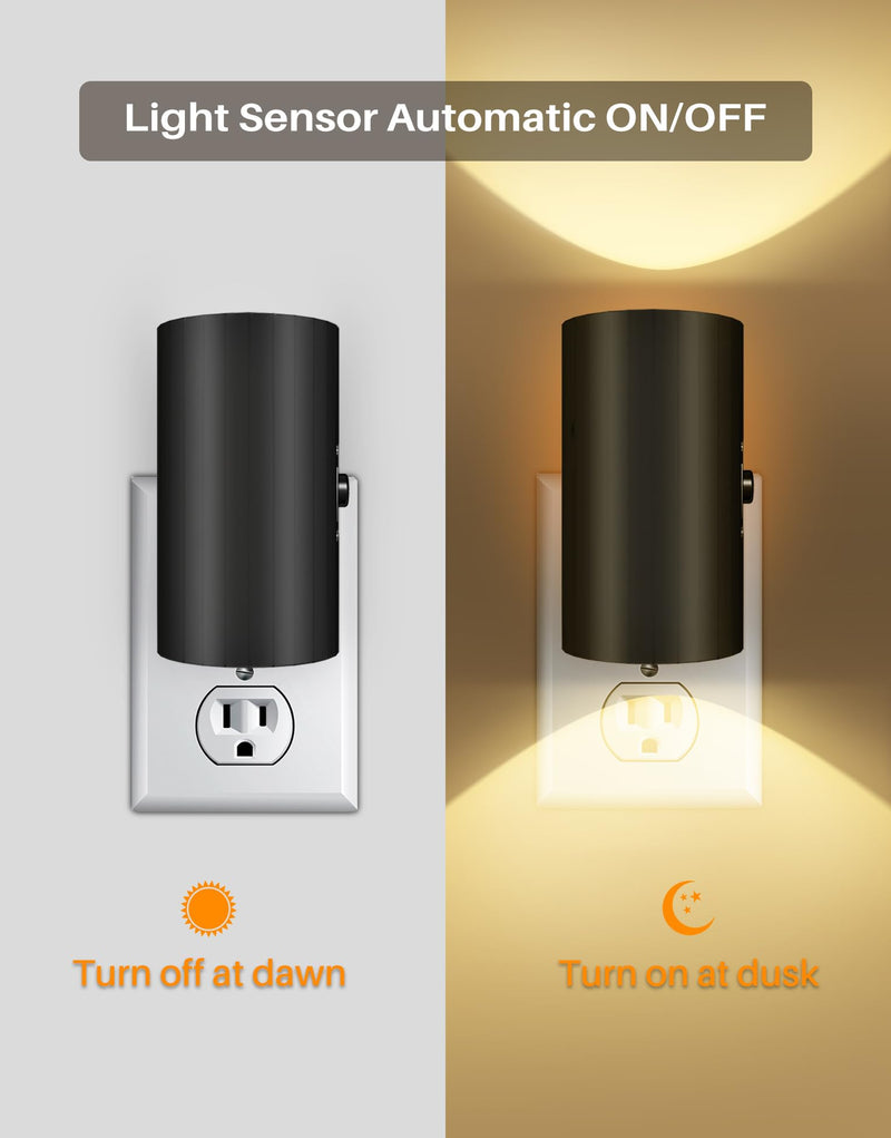 Night Lights Plug into Wall, LED Plug in Night Light, Dusk to Dawn Light Sensor, 0-100LM Adjustable Brightness Wall Light, Soft White 3000K, Dimmable Night Lights for Hallway Bedroom Stairway, 2 Pack 3000K-Soft White