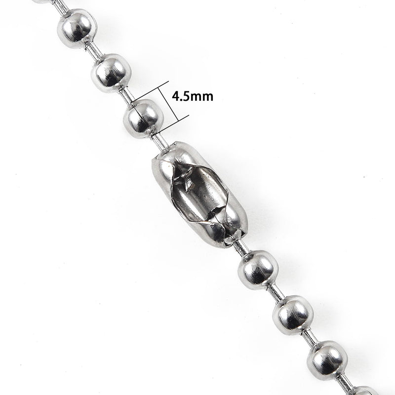 120 Inch Ceiling Fan Pull Chain, Beaded Pull Chains Extension, Light Chain Pulls Extenders Great Pulling Force Stainless Steel with 10 Matching Connectors 2 Styles (3mm, Silver) 120 inch