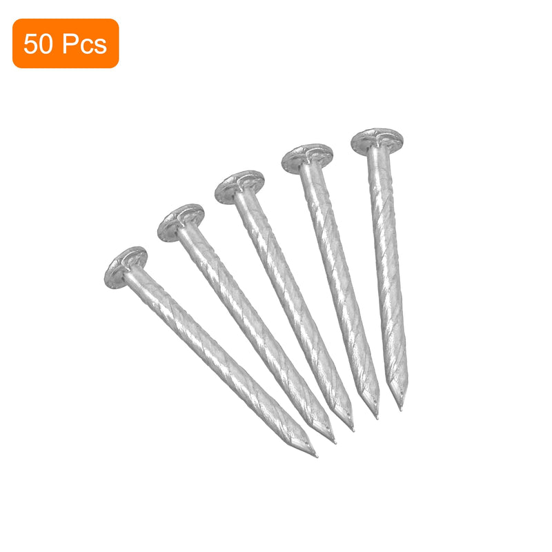 uxcell 50Pcs Fence Deck Nails, 1 Inch 304 Stainless Steel Spiral Deck Nail Spiral Shank Spikes for House Floor Repairing Wall Woodworking, Silver