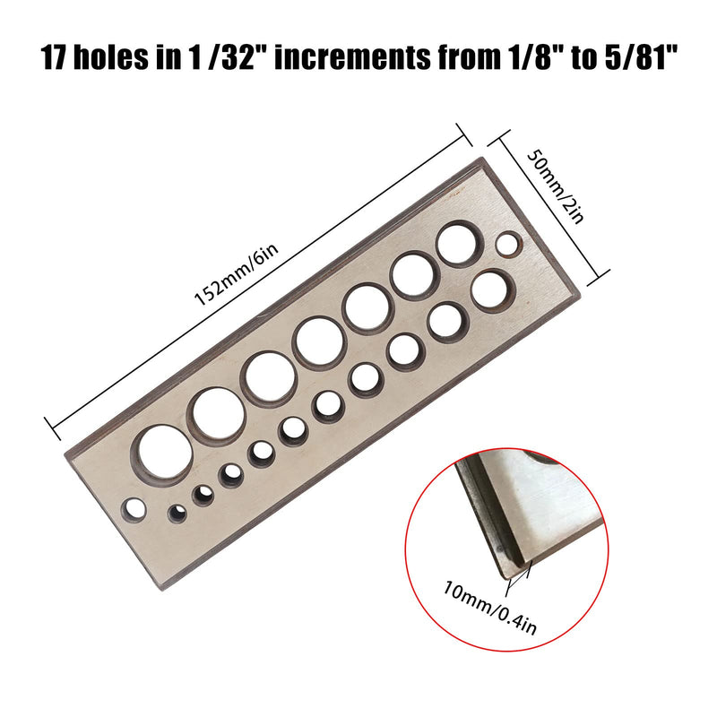 A2 Steel Dowel Plate, Wood Dowel Plate Maker,High Speed Steel Dowel Plate,Available for All Softwoods and Hardwoods (English 17 Holes) English 17 Holes