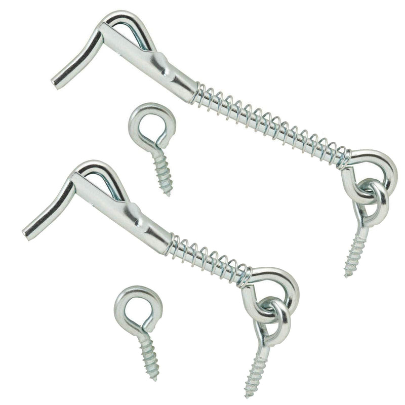 Zinc Plated Wire Gate Hook and Eye Latch with Spring Lock (Pack of 4)