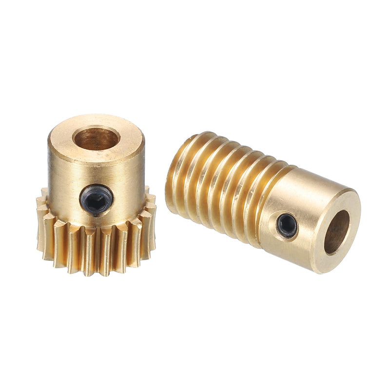 uxcell Worm Gear Set - 0.5 Module 20:1 Reduction Rate 5mm Hole Dia Gear Shaft and 4mm Hole Dia Gear Wheel 20T Drive Gear Box (Brass)