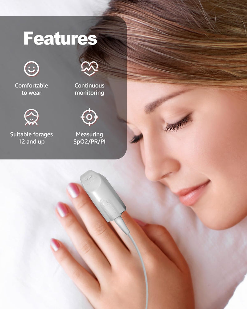 Adult Pulse Oximeter Probe - Compatible with MugaTree Handheld Pulse Oximeter Overnight Oxygen SpO2 Heart Rate Monitor