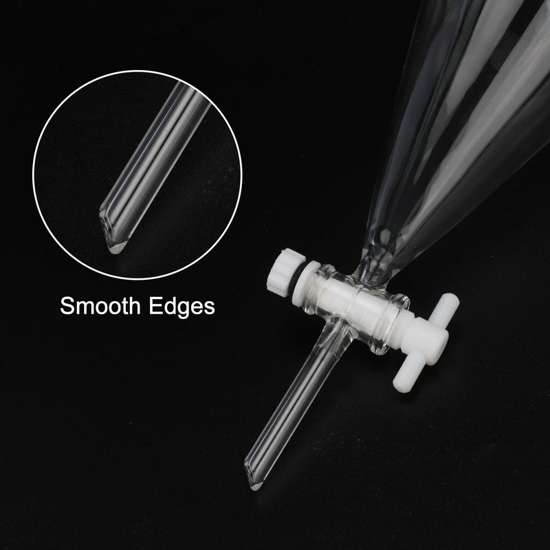 XCD Borosilicate Glass Heavy-Wall Conical Lab Separatory Funnel with 24/40 Joints and PTFE Stopcock, 500 ml 500.0 milliliters Oval 1 XCD-Sep-Funnel-24/40-1PK