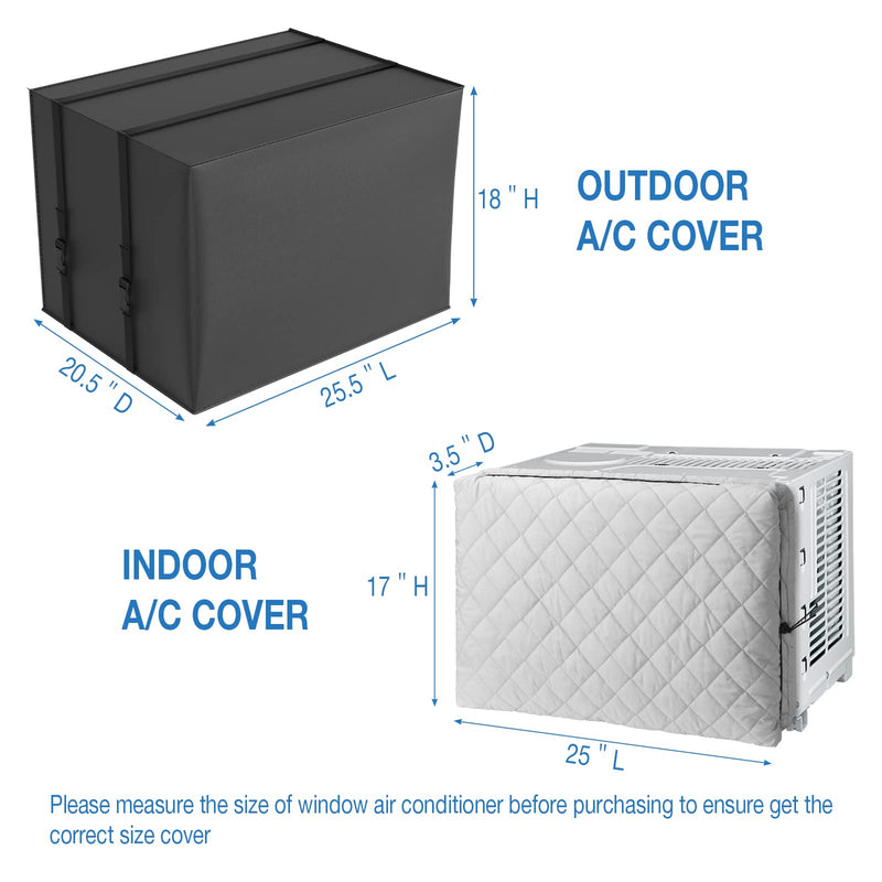 2 Pack Window Air Conditioner Covers, Indoor&Outdoor AC Cover for Winter Size L: 25l*17h*3.5d + 25.5w*20.5d*18h