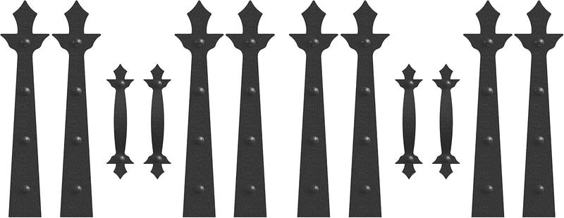 2 car Screw Mounted Garage Door Decorative Hardware,High Strength ABS Material Carriage House Garage Door Accents, Decorative Hinges & Handles with Mounting Screws for Garage Doors (Black, 12Pack)