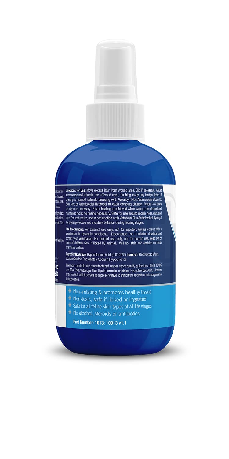 Vetericyn Plus Feline Wound and Skin Care. Spray to Clean Cuts and Wounds on Cats. Offers Itch and Irritation Relief. Safe for All Ages 3 oz. (Packaging/Bottle Color May Vary) - PawsPlanet Australia