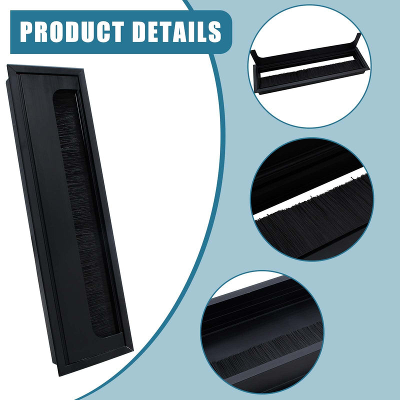 1 Pack Rectangle Hole Cover Square Cable Grommet 280x80mm Wire Cover for Management Computer Desk 280 x 80 mm