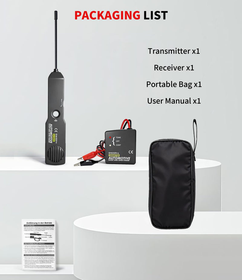 EM415Pro Wire Tracer Electrical Automotive Open & Short Finder, VEHLIVE 6-42V DC Circuit Tester Automotive Circuit Breaker Finder Fault Probe Wire Tracker Electrical Cable Tracer for Car, Boat,Trailer