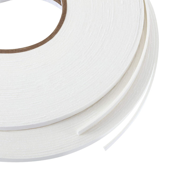 2 Rolls Double Sided Foam Tape White PE Foam Tape Sponge Soft Mounting Adhesive Tape (1/4 inch by 50 Feet) 1/4 Inch by 50 Feet