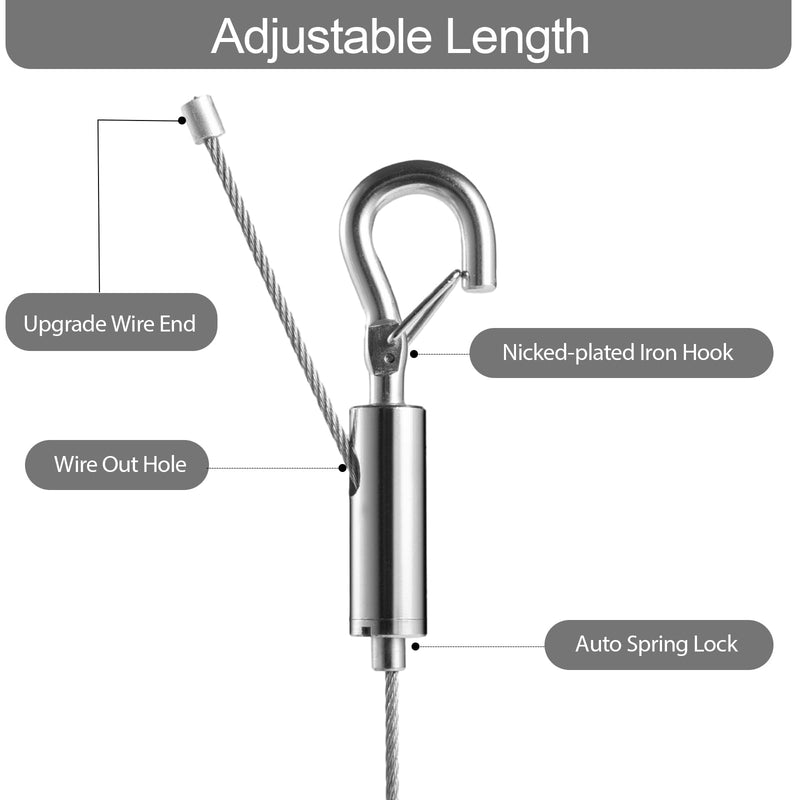 2Pcs Adjustable Picture Hanging Wire, Upgrade Mirror Frame Hanging Kit, 6.6FT Heavy Duty Stainless Steel Wire Rope, Supports Up to 100lbs