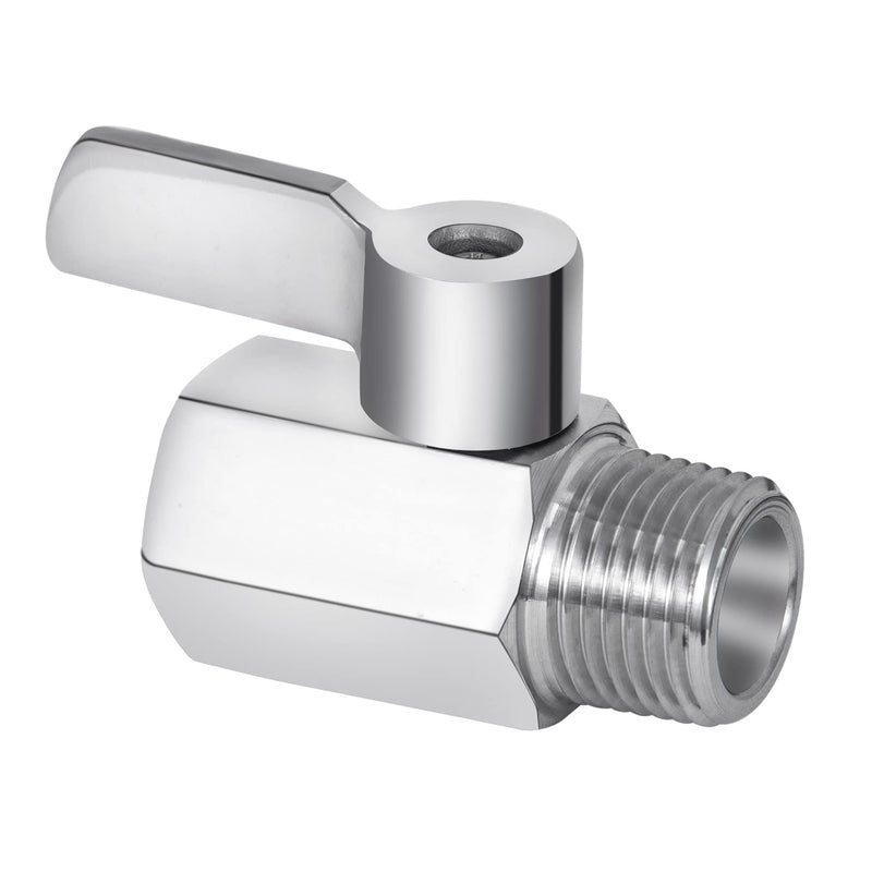 Shower Head Shut Off Valve, 304 Stainless Steel Mini Ball Valve NPT Thread(1/2" Male x 1/2"Female),Shower Head Flow Control Valve,Water Flow Control Valve（1 Pack） 1 Pack 1/2" NPT Shut Off Valve