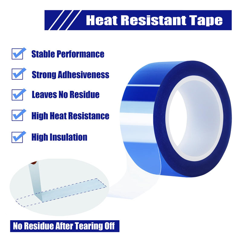 2 Rolls 20mm x16m(52FT) Blue Heat Tape High Temperature Heat Resistant Tape Heat Transfer Tape for Heat Sublimation Press Vinyl,No Residue