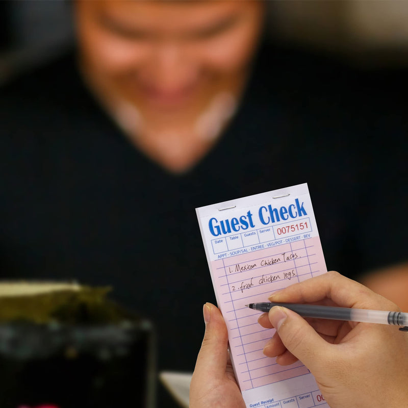 Guest Check Pads EP-3632-1 (10 Pads), Total 500 Pink Waitress Notepad, Server Order Pads 10 Pack--Pink