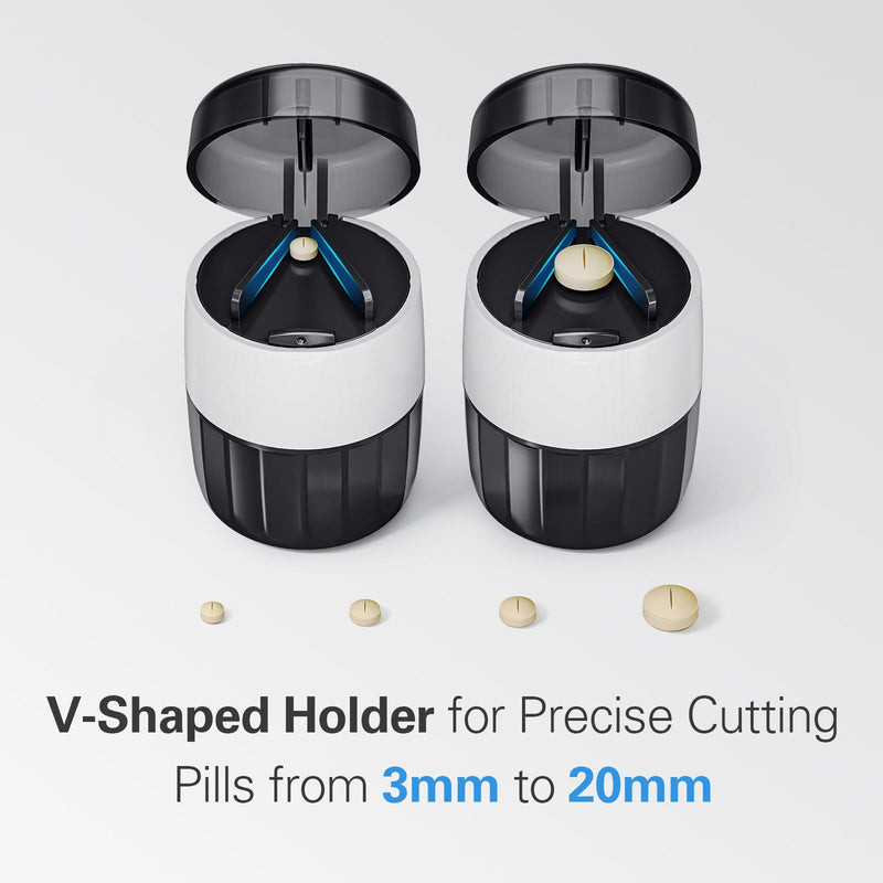 DEPAD 3-in-1 Pill Crusher and Pill Cutter, Pills Crusher Fine Powder with Stainless Steel Grinding Head, Pil Grinder with Storage for Tablets, Cutter Splitter for Small and Tiny Pills Black