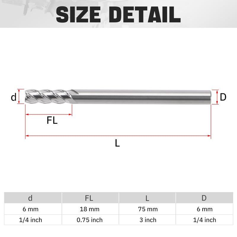 1/4 inch End Mill 4 Flute, Solid Cermet Square End Mills for Milling Machine, CNC Router Bits Carbide Speed Square Nose for Hardened Steel 5pcs 1/4 inch 5