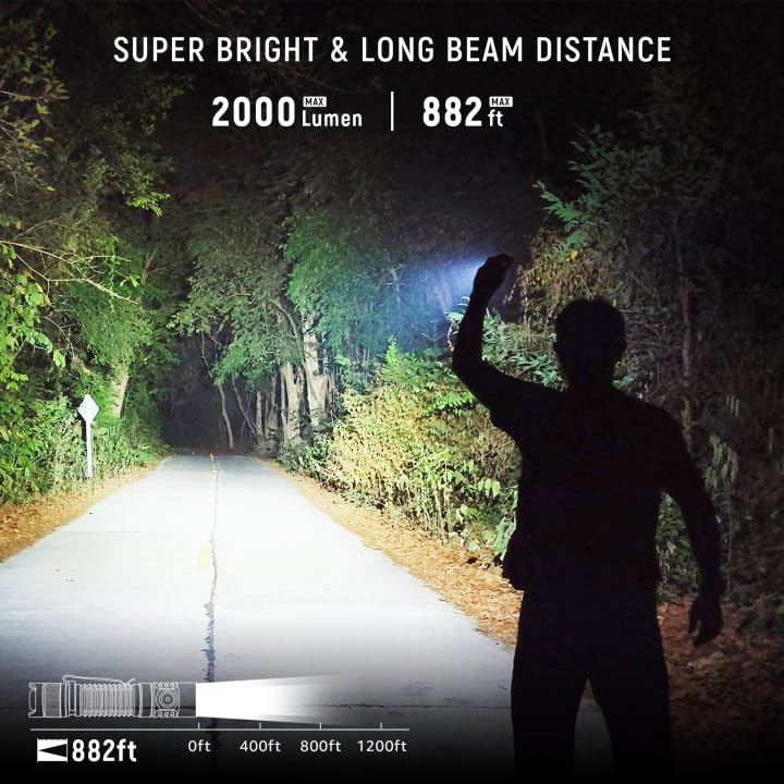 Sofirn SP31 V3 Tactical Flashlight Rechargeable, 2000 High Lumen Pocket Flashlight with Powerful LED, Dual Switches and Battery for EDC, Home, Emergency, Heavy Duty, IP68 Waterproof / Compact Built Black