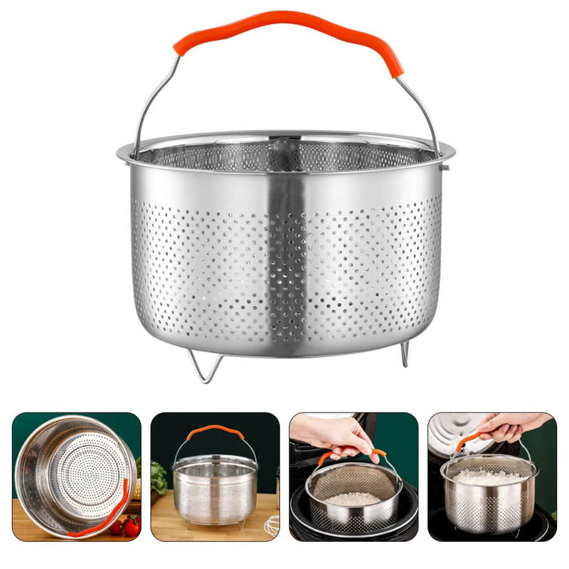 Stainless Steel Steamer Basket 8.50 Inch Steam Basket for Rice Cooker and Pot Steaming Rack for Eggs Fish Seafood Corn Potatoes Buns Home and Restaurant Use 21.6X21.6X11.8CM