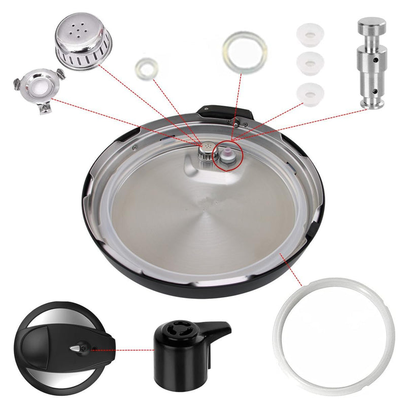 Replacement Parts Set for Instant Pot Duo 5, 6 Quart Qt IP-DUO50 IP-DUO60, Include Steam Release Handle Sealing Ring Steam Release Valve and Float Valve Seal Anti-Block Shield (Set of 10) Set of 10