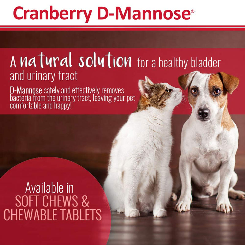 PHS Cranberry D-Mannose Urinary Tract Support Supplement for Cats and Dogs - Cranberry Extract, D-Mannose, Vitamin C - Bladder and Urinary Tract Health - Made in USA - 120 Soft Chews - PawsPlanet Australia