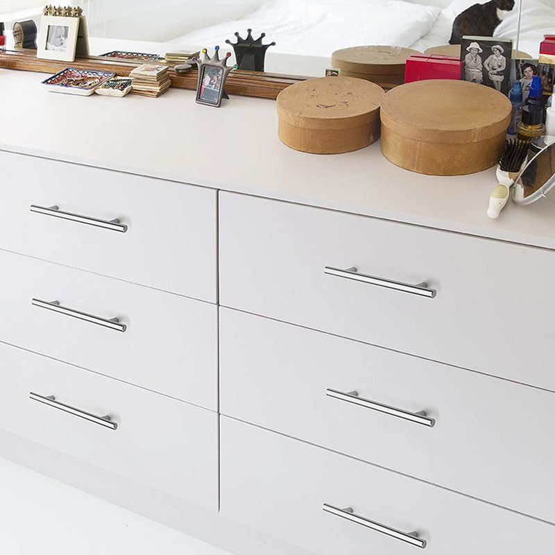Probrico 30Pack 3-3/4 Inch Polished Chrome Cabinet Pulls, 6 Inches Total Length, Stainless Steel Kitchen Cabinet Hardware, Chrome Drawer Pulls hole center 3-3/4