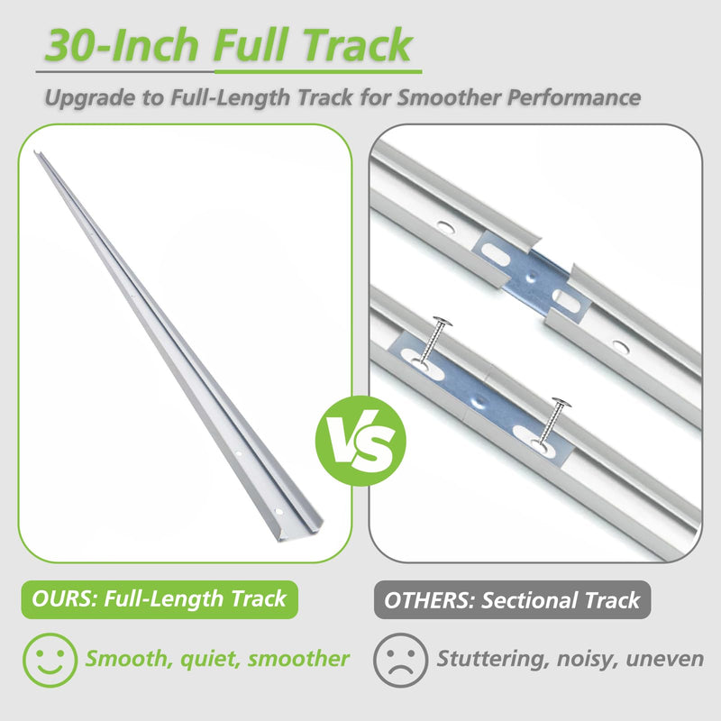 Bifold Door Hardware Kit, 30-Inch Bi-fold Closet Door Track Kit, Full 30-Inch Steel Track, Quiet Operation, Closet Door Track Repair Tool Kit 30 Inch