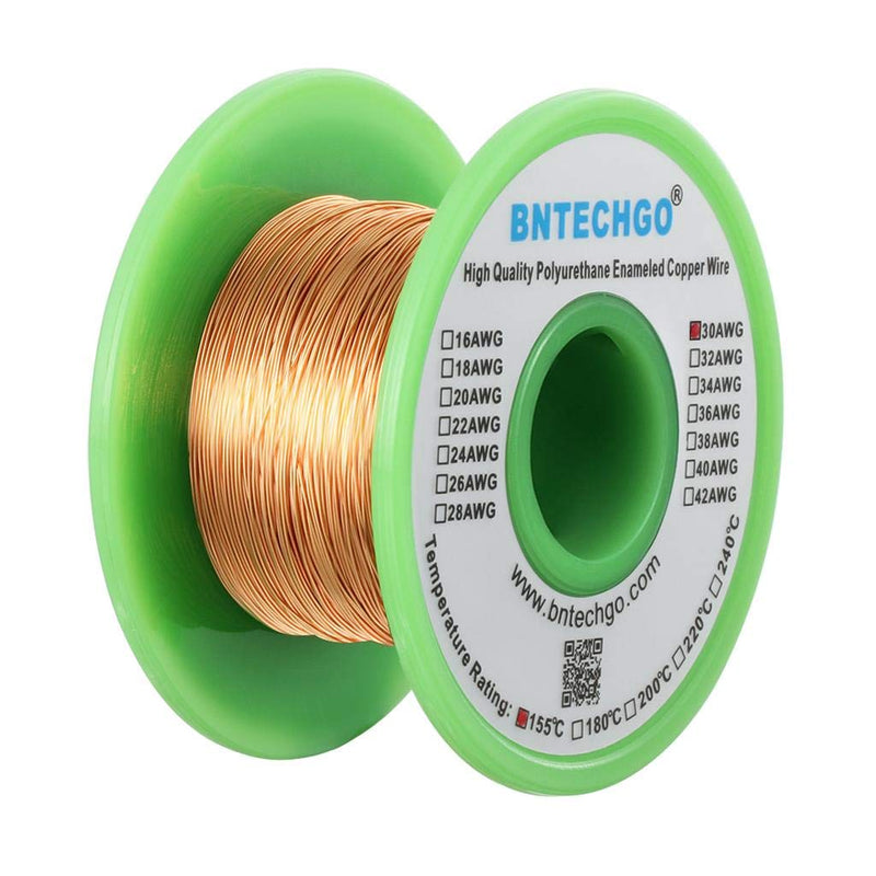 BNTECHGO 30 AWG Magnet Wire - Enameled Copper Wire - Enameled Magnet Winding Wire - 4 oz - 0.0098" Diameter 1 Spool Coil Natural Temperature Rating 155℃ Widely Used for Transformers Inductors 30 gauge enameled magnet wire 4 oz natural 4 oz