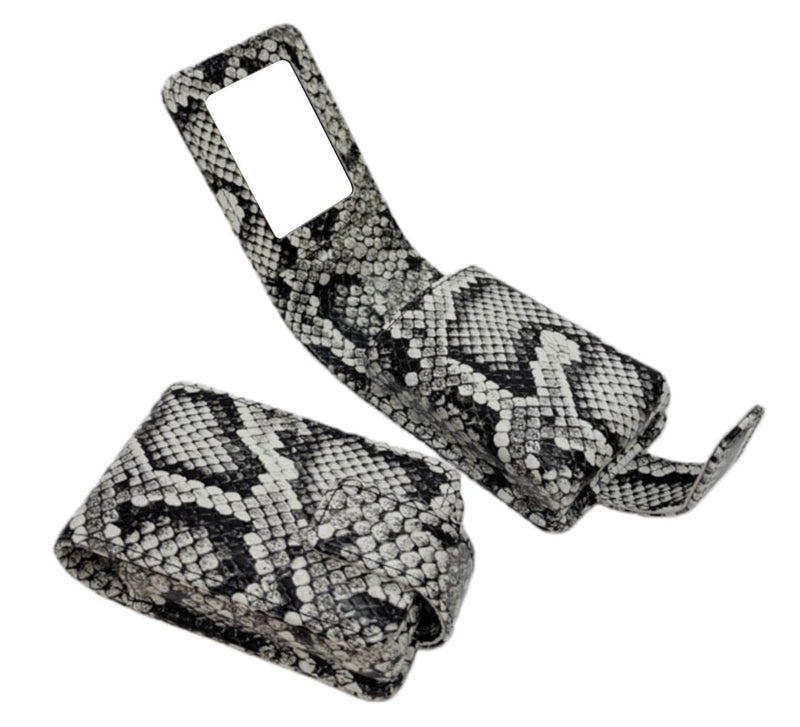 AgentMoon Luxury Handheld Lipstick Pouch with Mirror,Genuine Leather Lip Balm Case with Clamshell Magnetic Hidden Clasp,Exquisite Travel Makeup Lipstick Case. (Snake Skin Pattern) 10 - Snake Skin Pattern