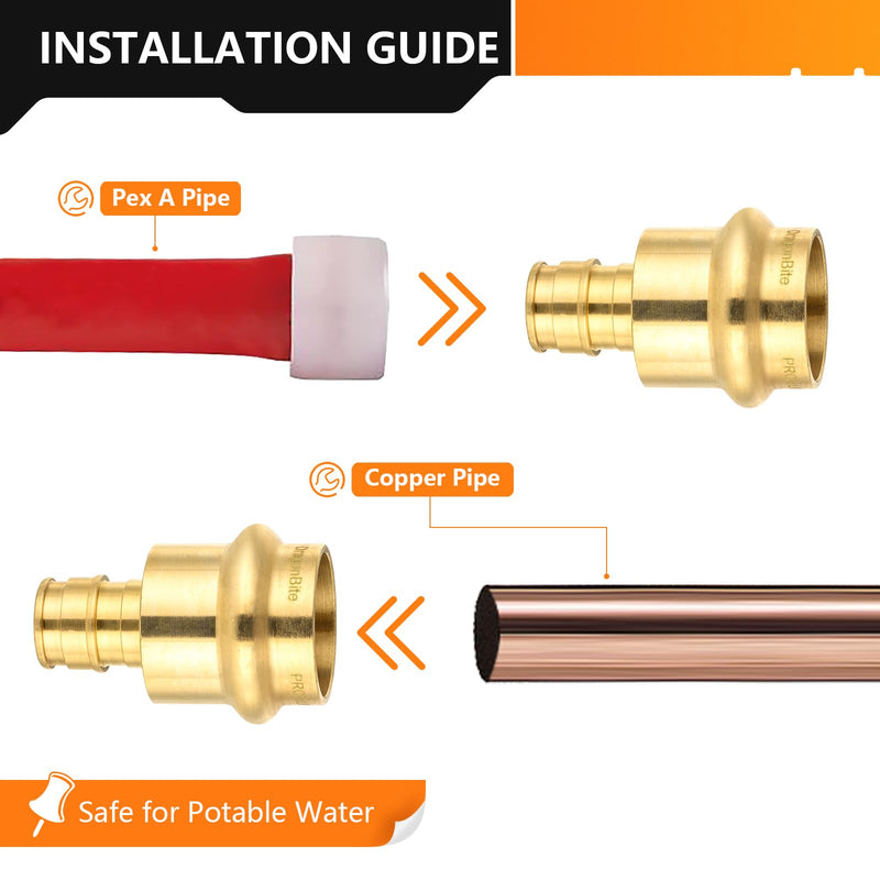 10PC Bottled HeSun 3/4" Copper Press X 1/2" PEX-A Adapter(PRESS088-10) 3/4" PRESS X 1/2" PEX-A