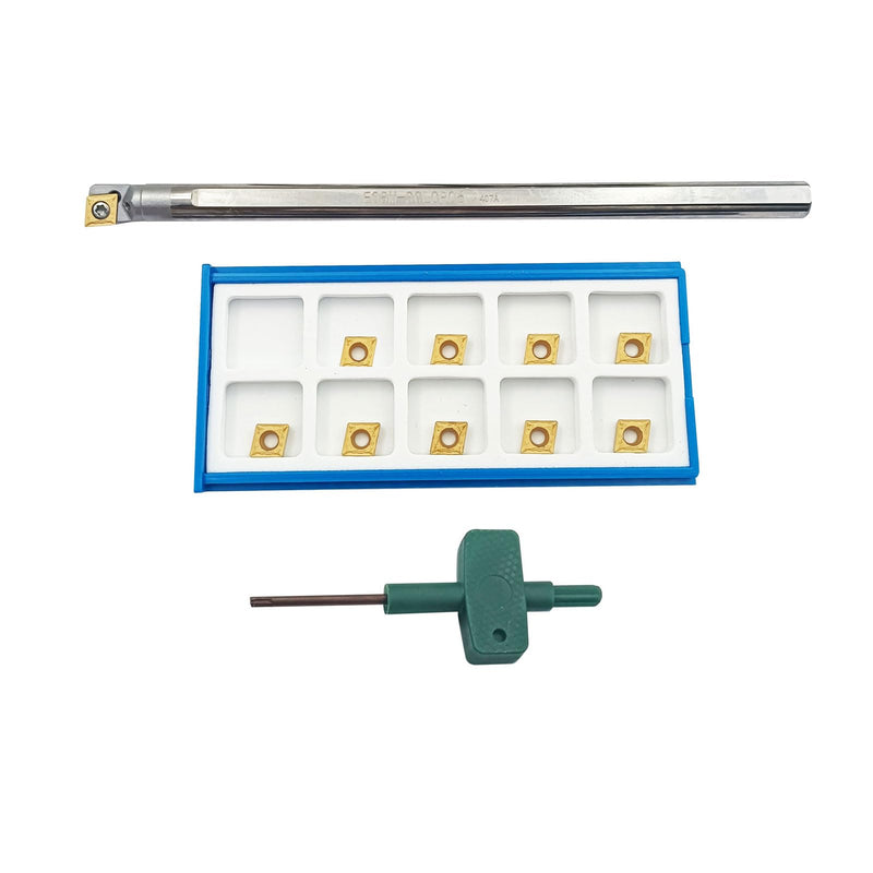 E06K-SCLCR06 Tungsten Steel Tool Holder with Internal Cooling (6mmx125mm) - High Seismic Resistance, CNC Efficiency | Includes 1 Holder + 1 Box CCMT060204-HM Inserts (E06K-SCLCR06 with Inserts) E06K-SCLCR06 with Inserts