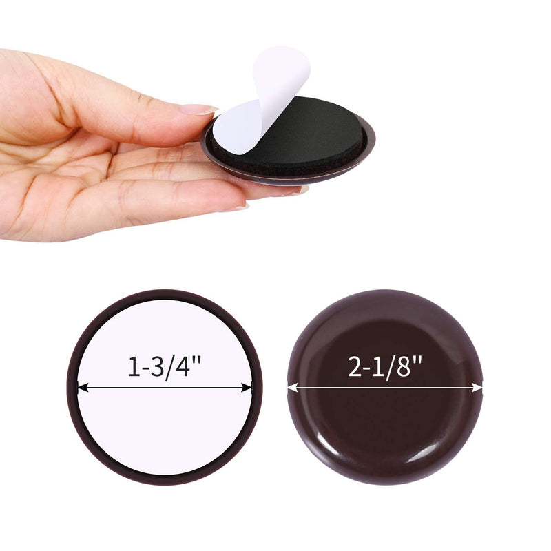 Ezprotekt Round Brown 16 Value Pack Self-Stick Furniture Sliders 2-1/8" Furniture Moving Pads Heavy Duty Adhesive Furniture Movers for Carpet Chair Glides Chair Slider for Carpet (Brown, 16 Pack) 2 1/8"