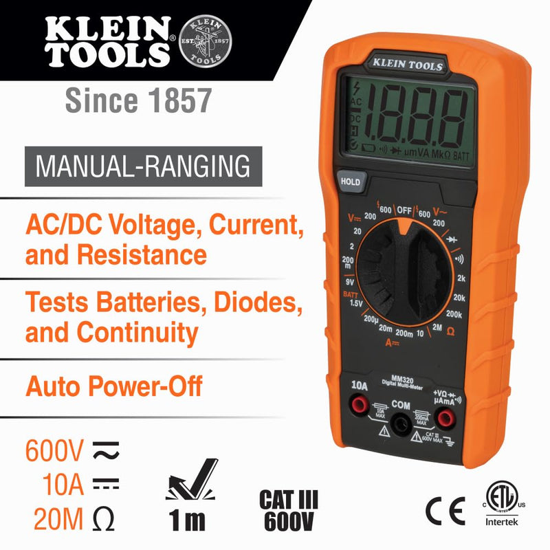 Klein Tools 69355 Digital Multimeter Premium Electrical Test Kit with Non-Contact Voltage Tester, Receptacle Tester, Test Leads Premium Tester 3-Piece Kit