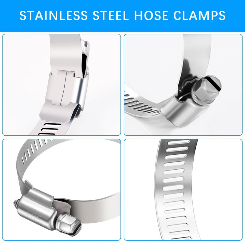 YUCDXVF 24PCS Adjustable Stainless Steel Hose Clamps, 1/4“-2” (6-51mm) Stainless Steel Hose Clamp Assortment Kit Our Hose Clamps Are Used For Home, Garden and Automotive Hose Connections