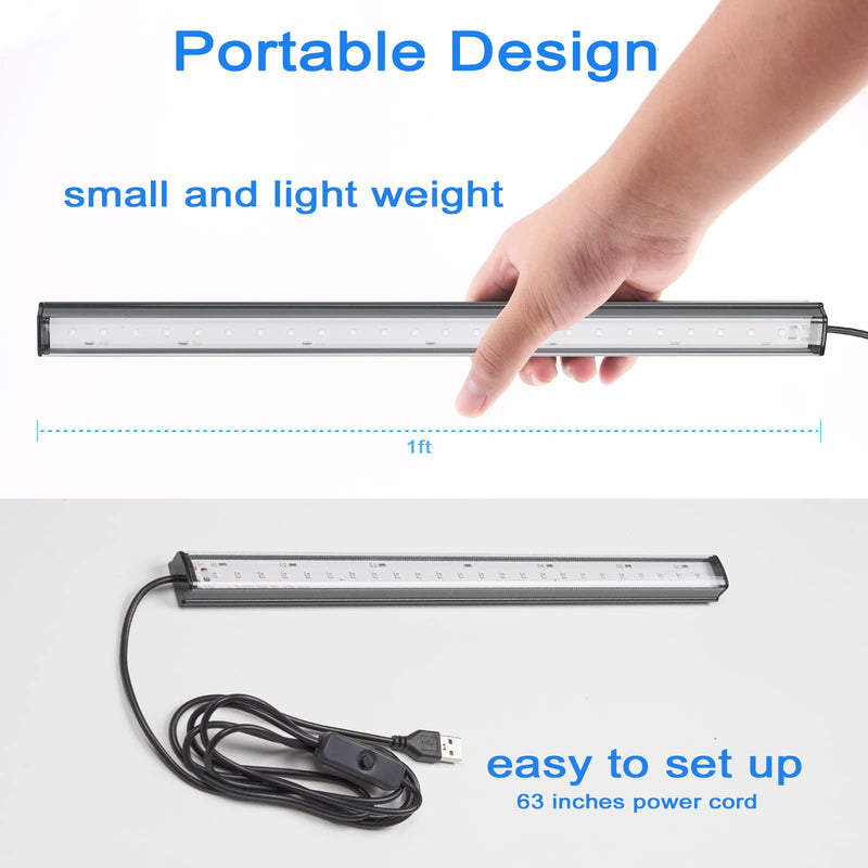 GREENIC USB Black Light Bar, 10W 1ft Upgraded UV LED Blacklight Strip Lights, Small Black Lights for Glow Party, Posters, Tapestry, Room, Bedroom Decor, Body Paint, Halloween Decorations, 2 Pack Modern