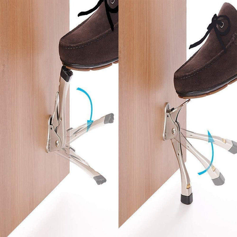 Gotega Door Stopper, 2 Packs Kickdown Door Stop with One Touch Adjustable Height and Rubber Tip 4 Inches, Heavy Duty Door Stops, Door Holder, Bottom of Door Satin Nickel 4 inch x 2 pack