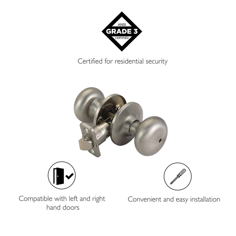 Design House 741314 Cambridge Universal 6-Way Privacy Bed and Bath Door Knob Satin Nickel