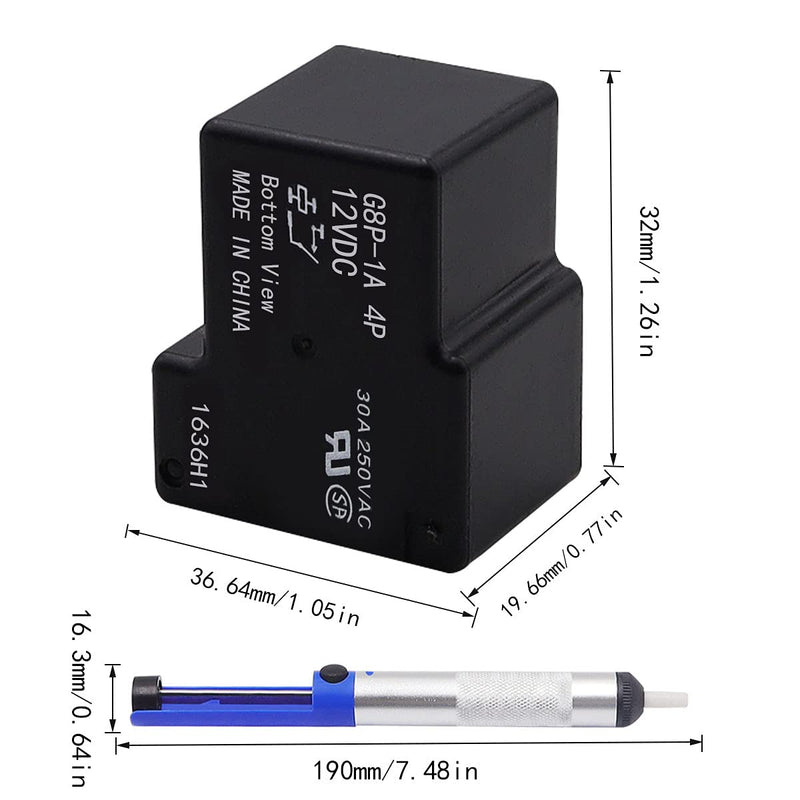 G8P-1A4P-12VDC 30A 250VAC Fully-Sealed PCB Relay for PC Board or Panel-Mounted, Solve F01 Code Problem of Dryer, with Soldering Sucker Pump TypeA