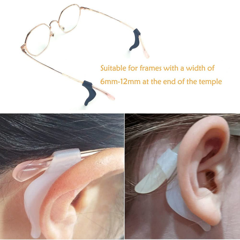 20Pairs Glasses Anti-slip Silicone Ear Clip, Glasses Holder With Storage Box, Eyeglass Ear Grips, Safety Eyewear Retainers for Sunglasses Presbyopia Glasses Sports Glasses (10 Black 10 white Black White