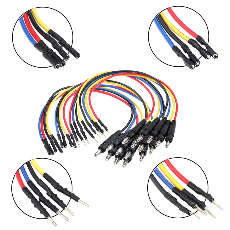 16 Pieces Banana Plug Jumper Wires Kit, 4mm Stackable Test Leads, Male to Female Multimeter Test Lead Set, for Universal Breadboard/Electrical Testing
