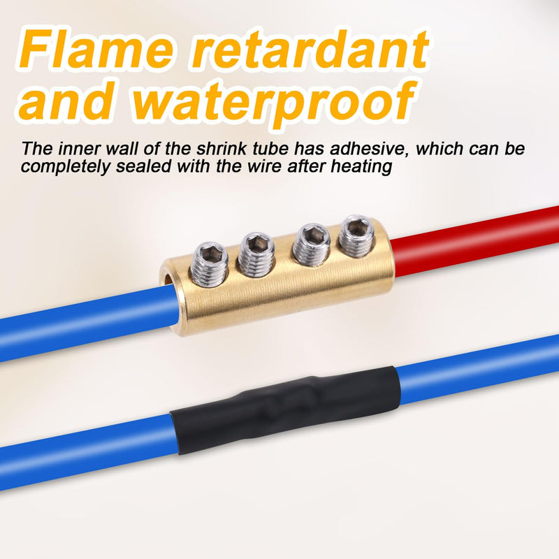 6pcs 6 AWG Wire Connector Nut Kit, 80Amp Quick Connection Terminal Splicing Quick Wiring Connection Terminal 6 Gauge Circuit Connector Wire Connector with Shrink Tubes & Screws