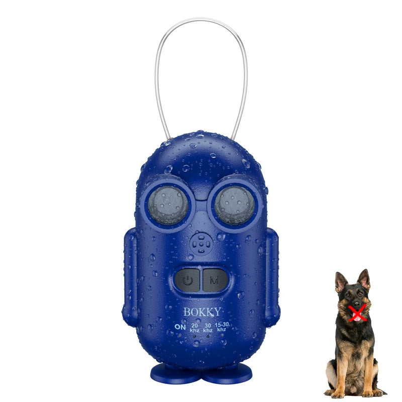 15-30kHz Adjustable Dog Bark Deterrent Devices with IPX5 Waterproof, 2-in-1 Fast Charging Anti Barking Silencer - Ideal for Outdoor and Indoor 1PACK-BLUE