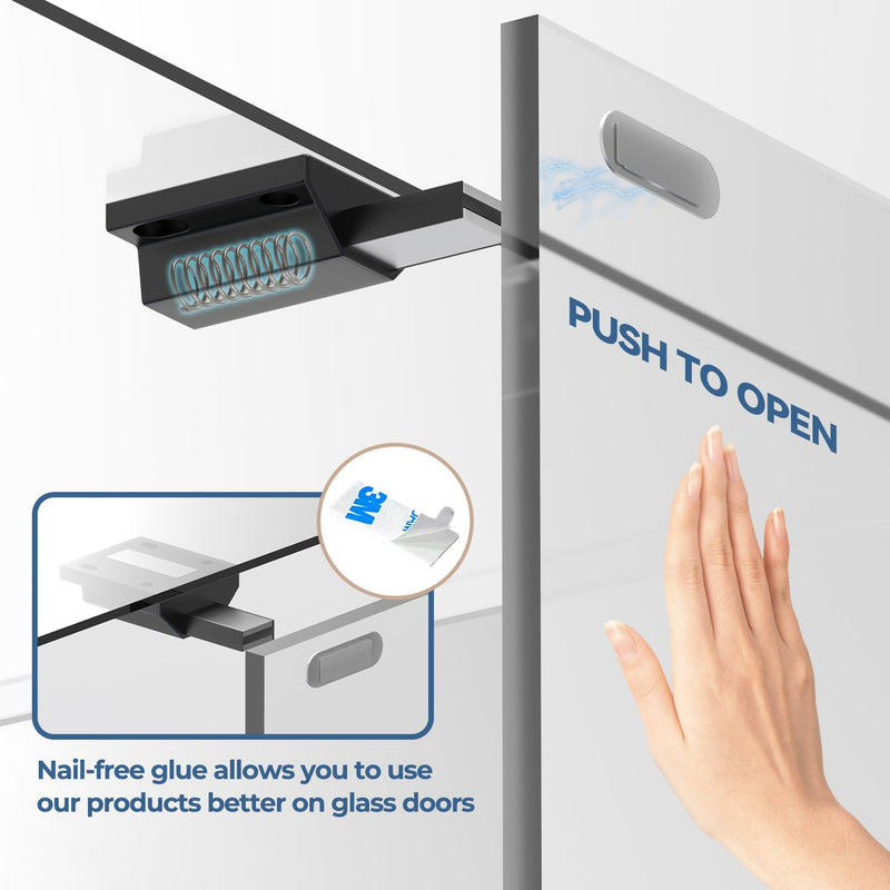 Magnetic Push Latches Without Nail Installation Tonitrui Push to Open Door Latch Magnetic Touch Latches Kitchen Door Push Release Latch for Cabinet Door Closure and Popping Open (Black 4 Pack) Black