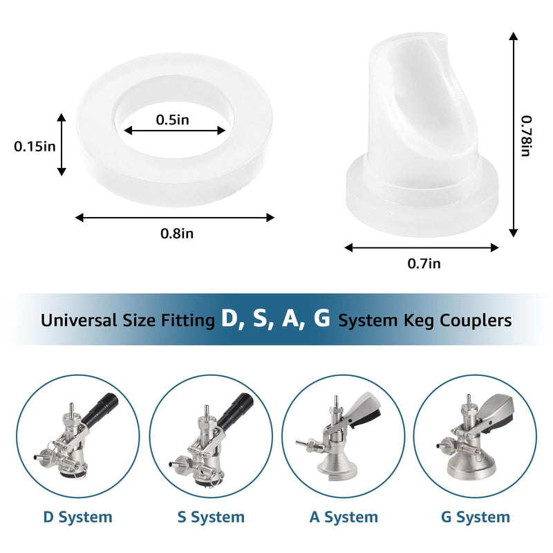30 pcs Beer Keg Coupler Check Valve Beer Washer Gaskets Set, Gas Check Valve Beer Sealing Gasket Beer Keg Coupler Replacement Accessories Kit for Sankey D/S/A/G Couplers