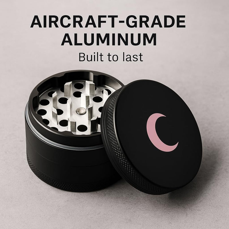 Brando Moon Small Manual Spice Kitchen Crusher – 1.5” Tea, Spice and Seeds Grinder with Cleaning Scraper, for Camping and Outdoor Black