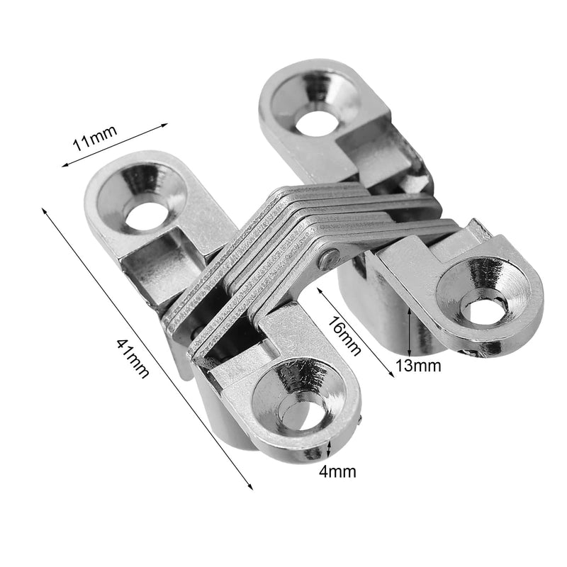 2pcs 180 Degree Hidden Hinges, Zinc Alloy Invisible Concealed Cross Door Hinge Easy Installation Furniture Cabinet Kit (XS)