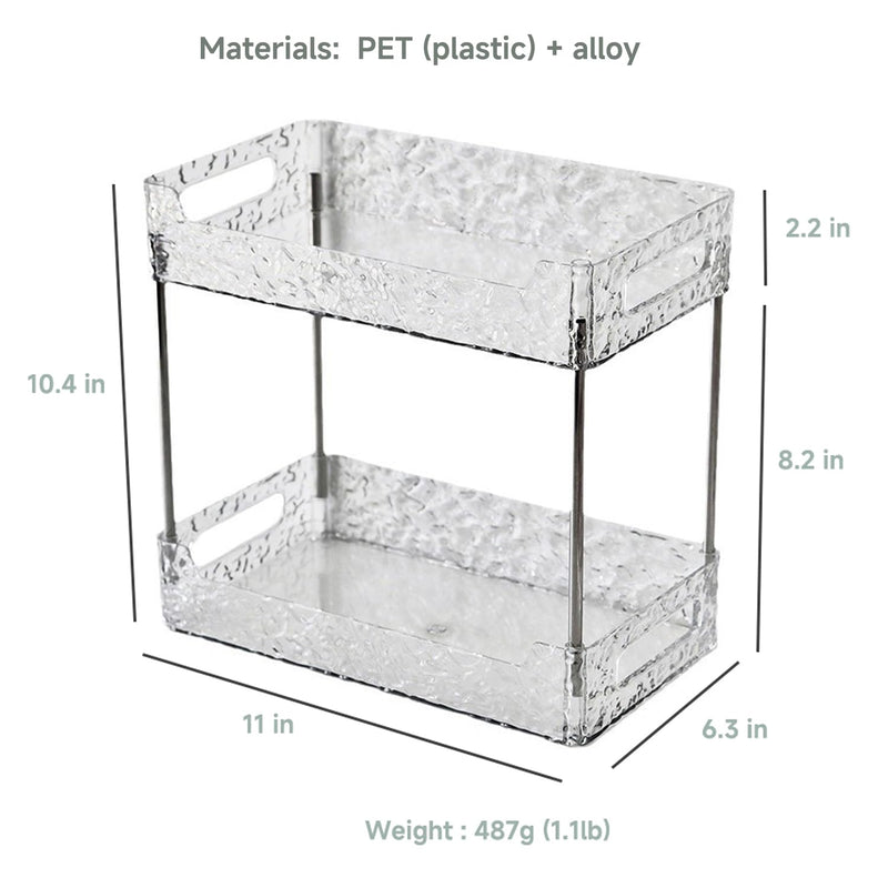 Bathroom Counter Organizer, Makeup Organizer, Perfume Organizer (Crystal Clear, 2-Tier) Crystal Clear